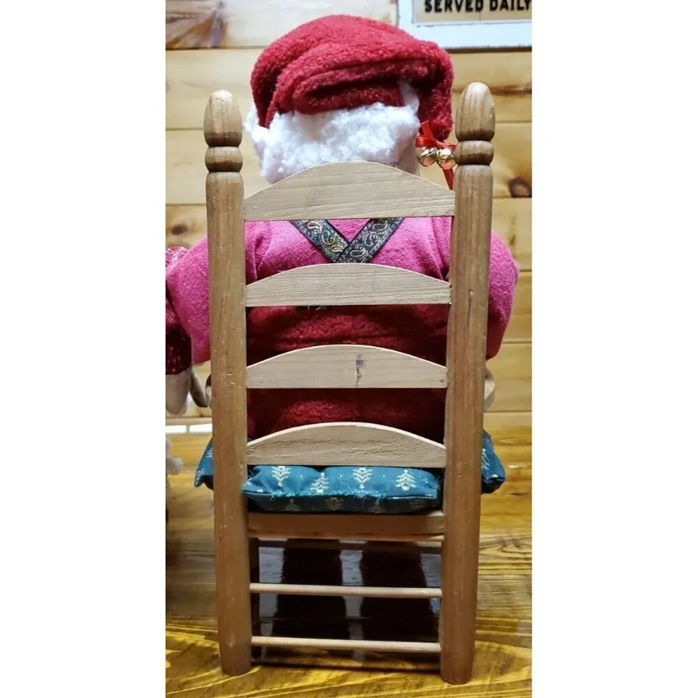 Vintage Santa Claus in chair And Mrs. Claus in rocking chair Christmas